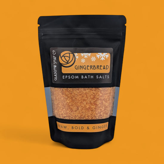 gingerbread christmas epsom bath salts in recyclable packaging