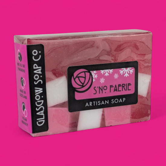 snow fairy handmade vegan soap in biodegradable packaging