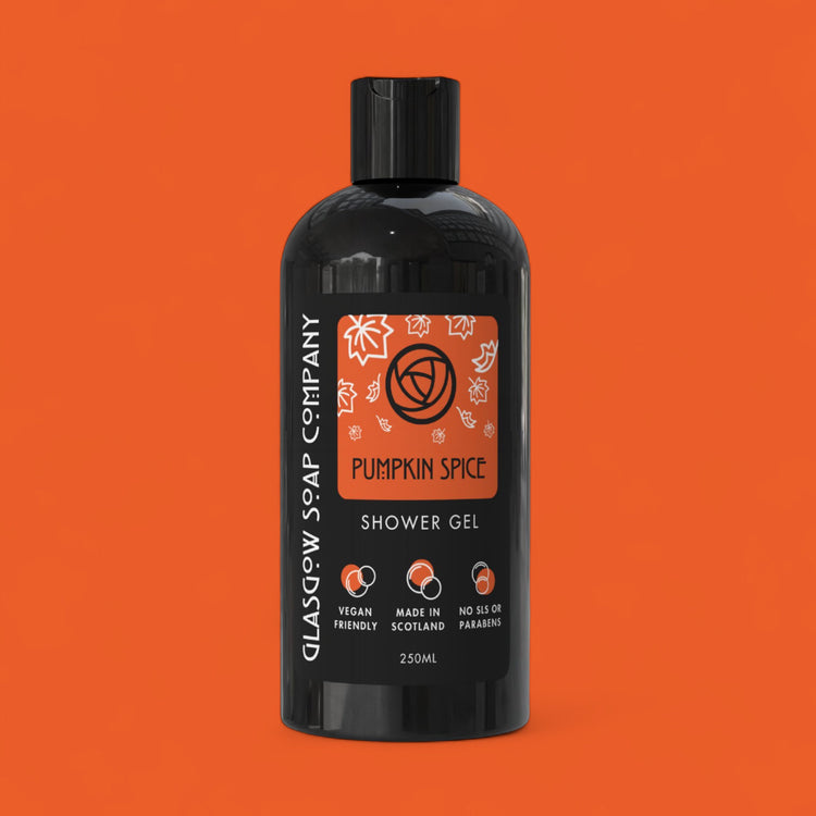 pumpkin spice shower gel in recyclable bottle