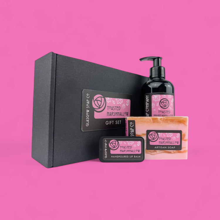 toated marshmallow bath and body gift set