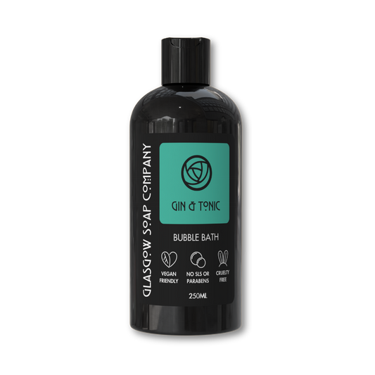 gin and tonic vegan bubble bath in recyclable bottle