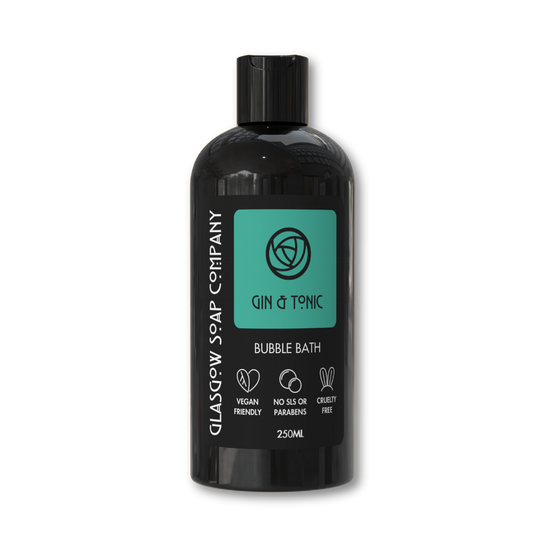 gin and tonic vegan bubble bath in recyclable bottle