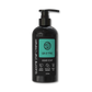 Black liquid soap bottle with a pump from Glasgow Soap Company on a white background
