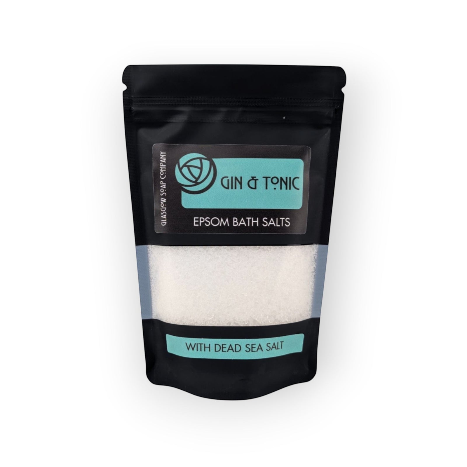 Glasgow Soap Company Ltd Gin & Tonic Epsom Bath Salts with Dead Sea Salt, 250g, zesty lime and botanical fragrance.