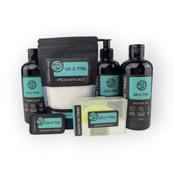 Glasgow Soap Company Ltd Gin &amp; Tonic handmade soap slice with lime and ice cube design, zesty fragrance.