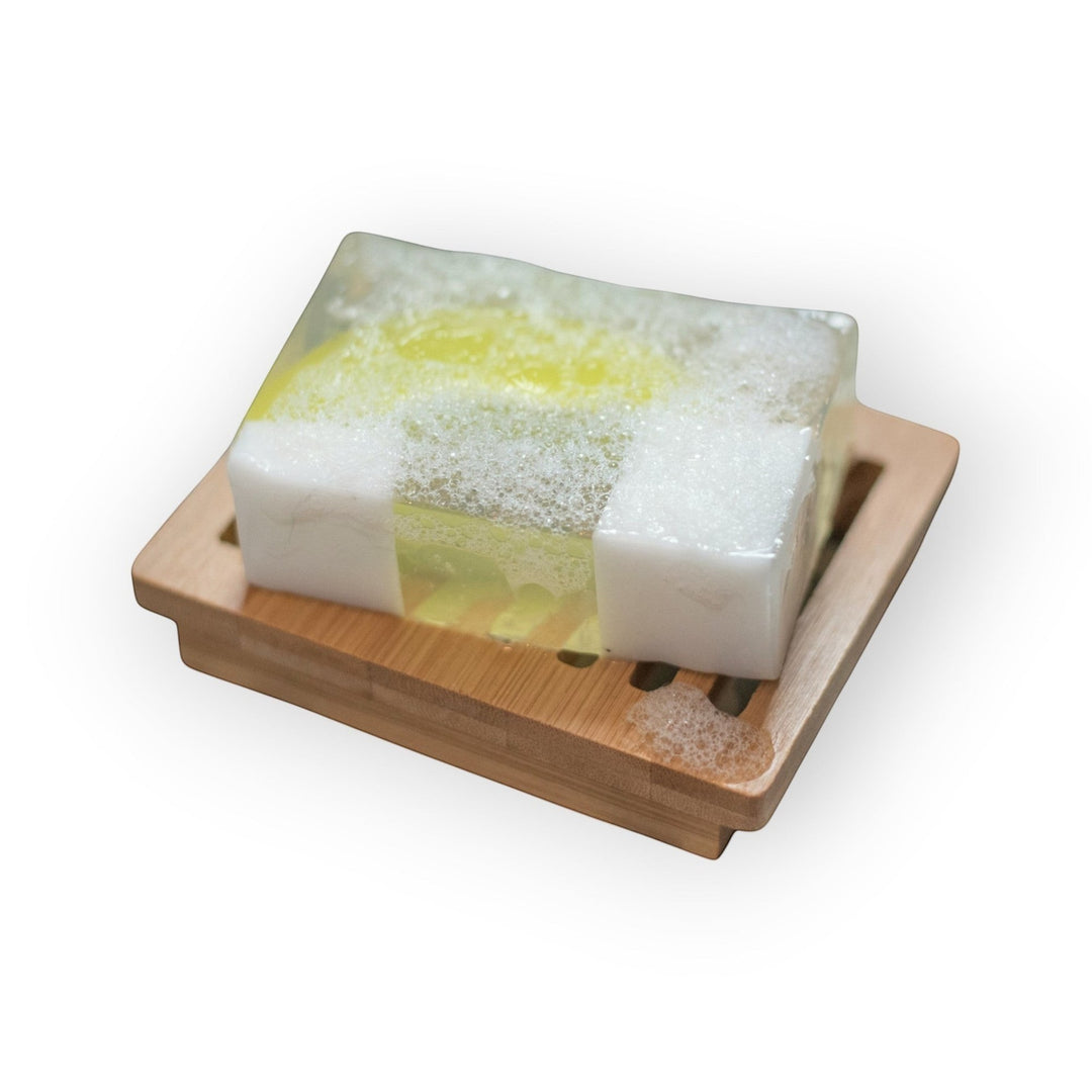 Glasgow Soap Company Ltd Gin &amp; Tonic soap slice with lime and ice cube design, zesty fragrance, vegan, SLS/paraben free.