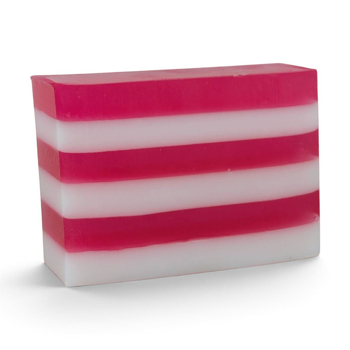 Glasgow Soap Company Ltd handmade peppermint candy cane soap bar with festive red and white stripes