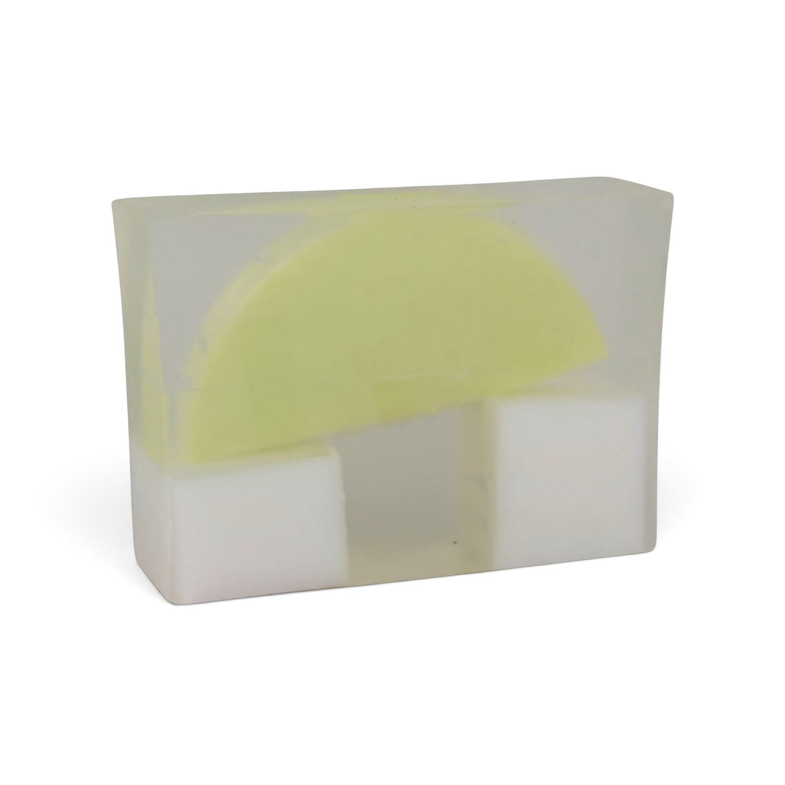 Glasgow Soap Company Ltd Gin & Tonic soap bar with a lime slice and ice cube design in clear glycerine base