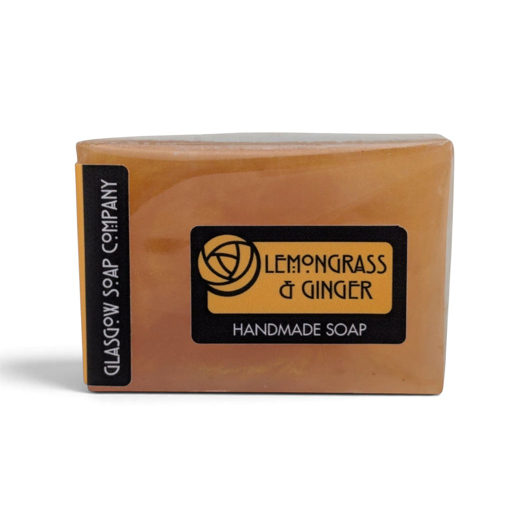 Glasgow Soap Company Ltd Lemongrass and Ginger vegetable glycerine soap bar in biodegradable packaging