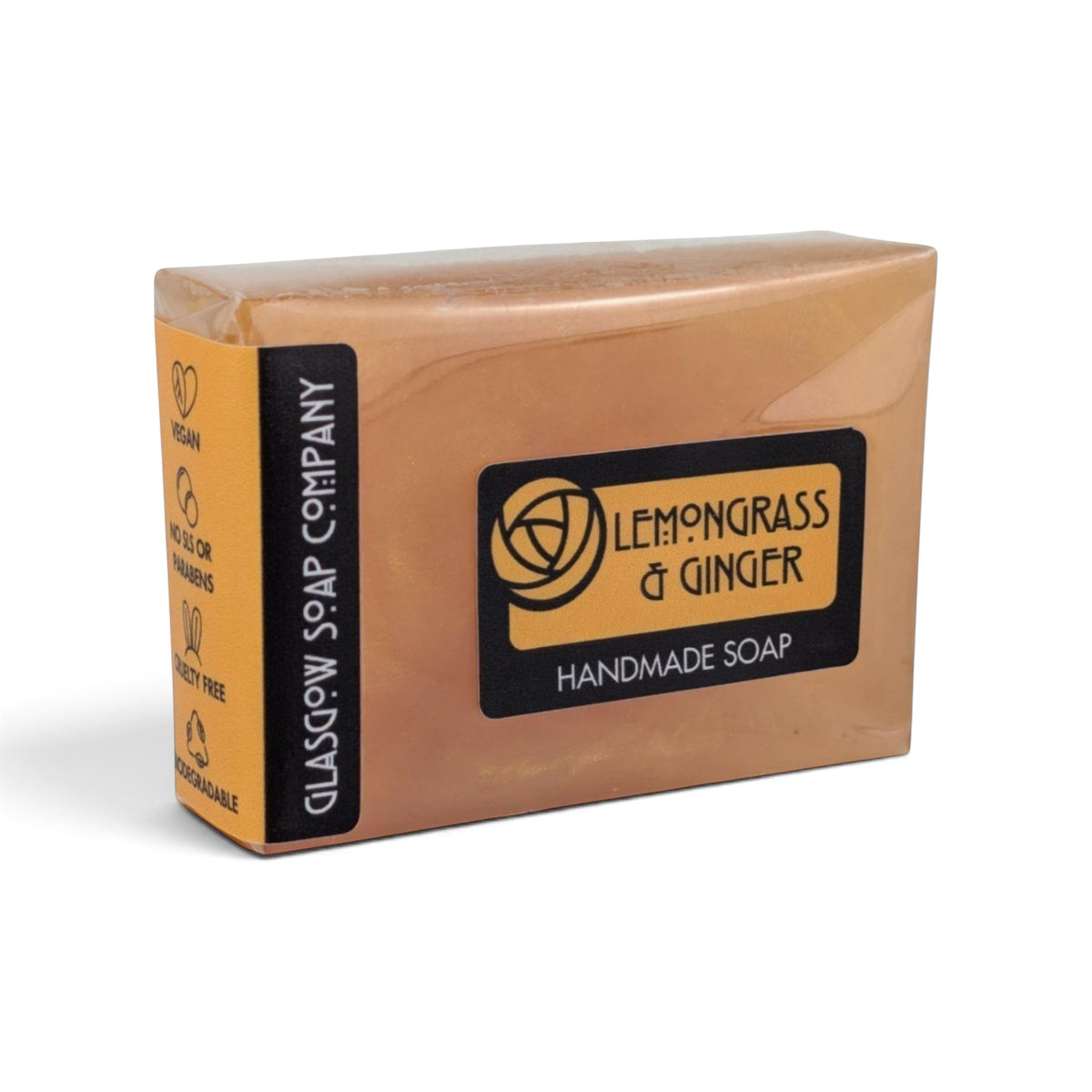 Glasgow Soap Company Ltd lemongrass and ginger vegetable glycerine soap bar in biodegradable packaging