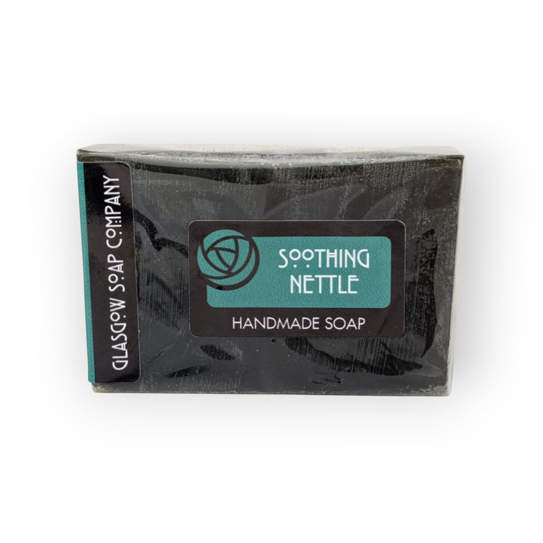 Glasgow Soap Company Ltd soothing nettle handmade soap for dry, itchy, sensitive skin. Vegan, SLS &amp; paraben free.
