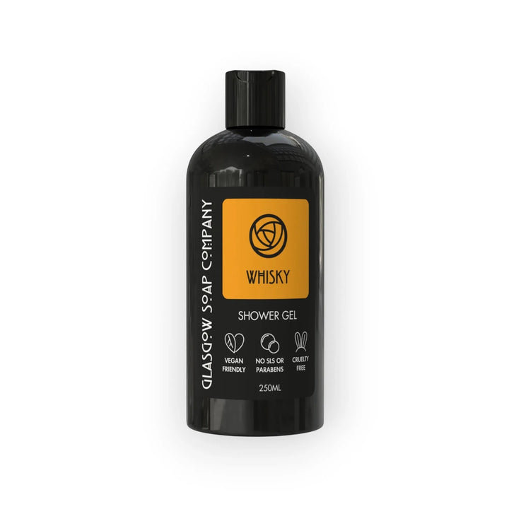 Glasgow Soap Company Ltd Whisky Shower Gel 250ml bottle, vegan, no SLS or parabens, cruelty-free.