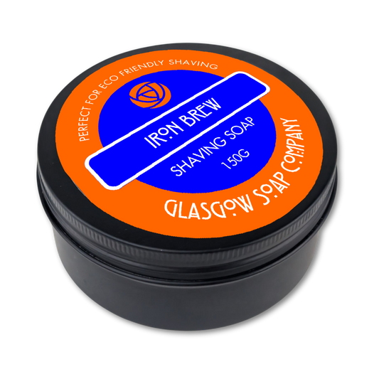 irn bru scottish vegan shaving soap in recylable container