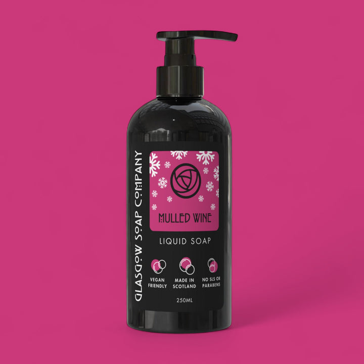 mulled wine vegan liquid soap in recyclable bottle