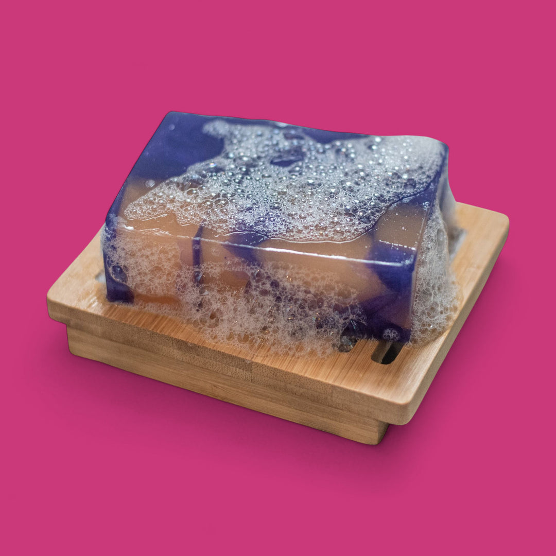 handmade vegan mulled wine soap lathered