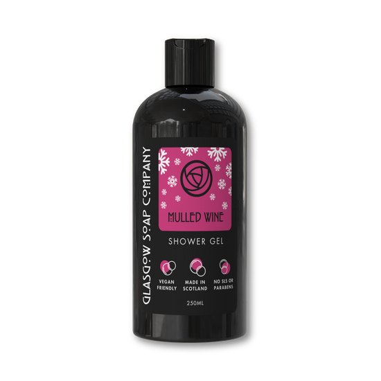mulled wine christmas shower gel in a recyclable bottle from glasgow soap company