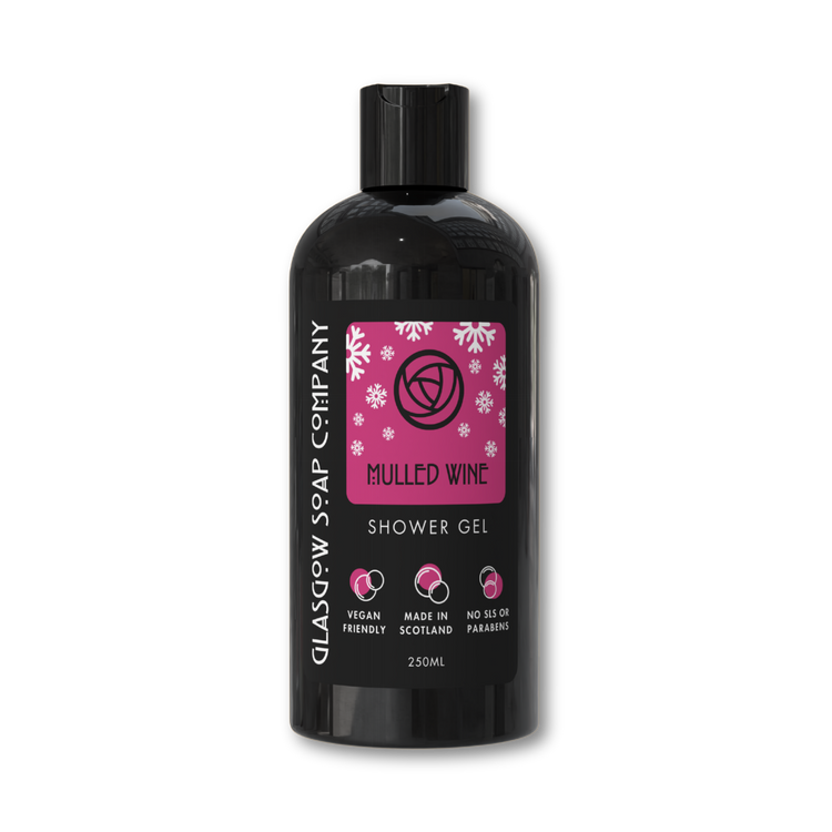 mulled wine christmas shower gel in a recyclable bottle from glasgow soap company