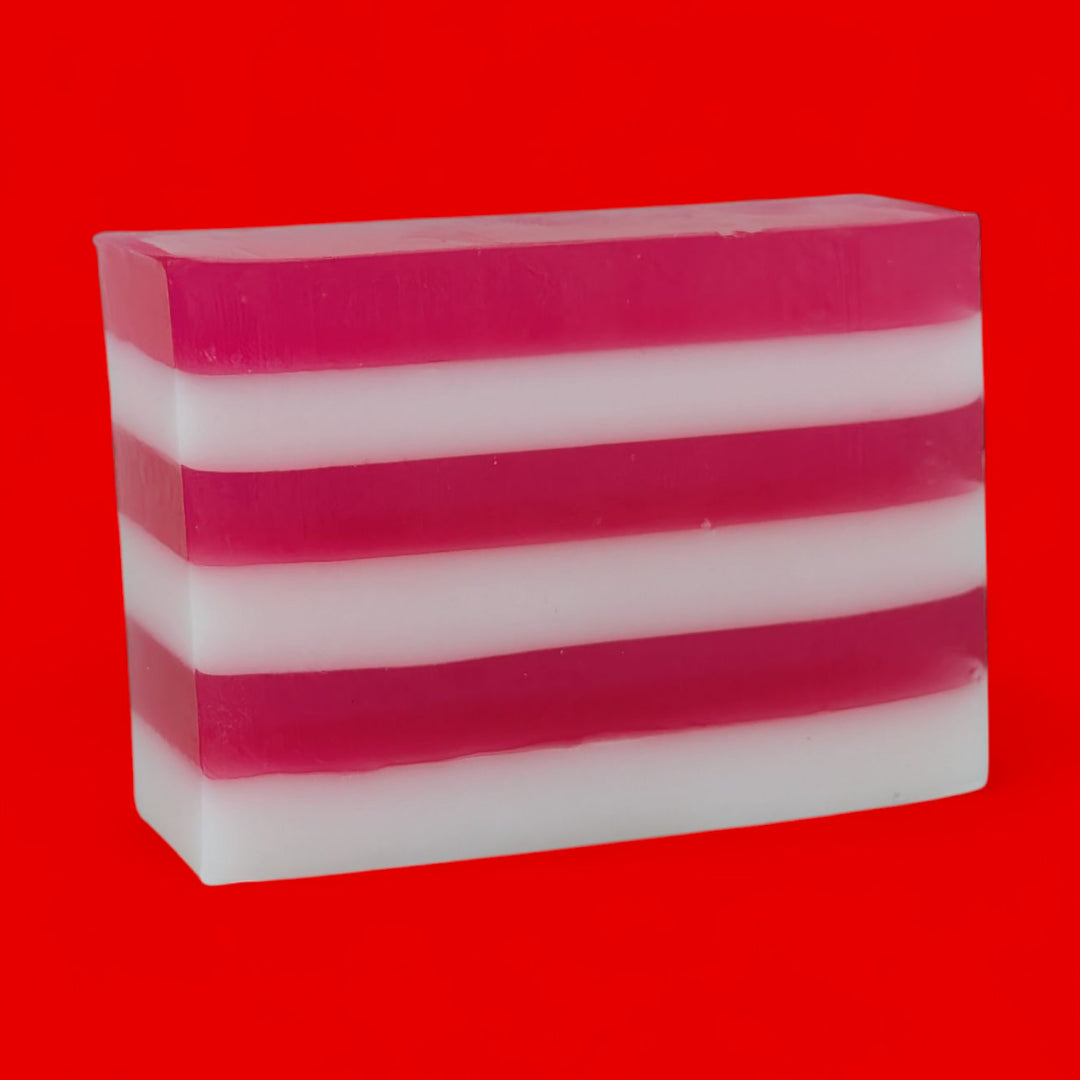 peppermint candy cane striped handmade soap