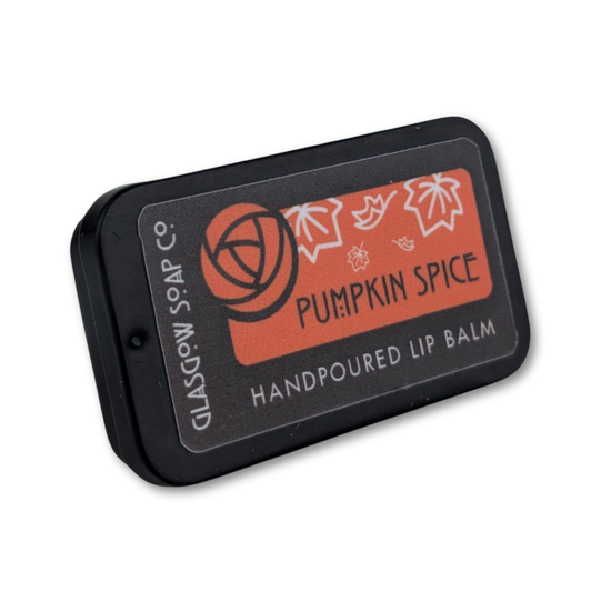 pumpkin spice lip balm made with shea butter, coconut oil and beeswax