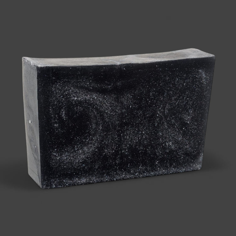 black vegan soap with silver glitter