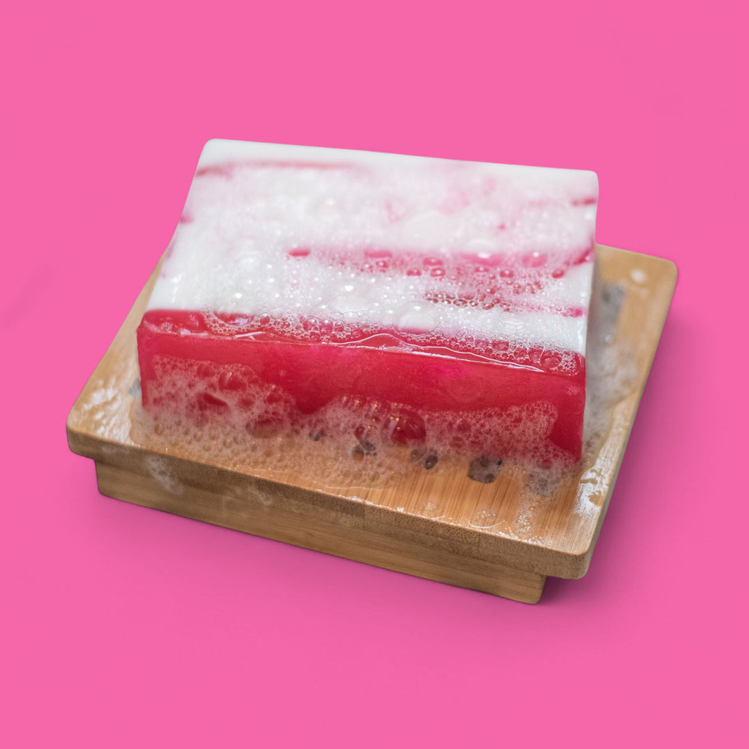 raspberry ripple handmade vegan soap from glasgow soap company