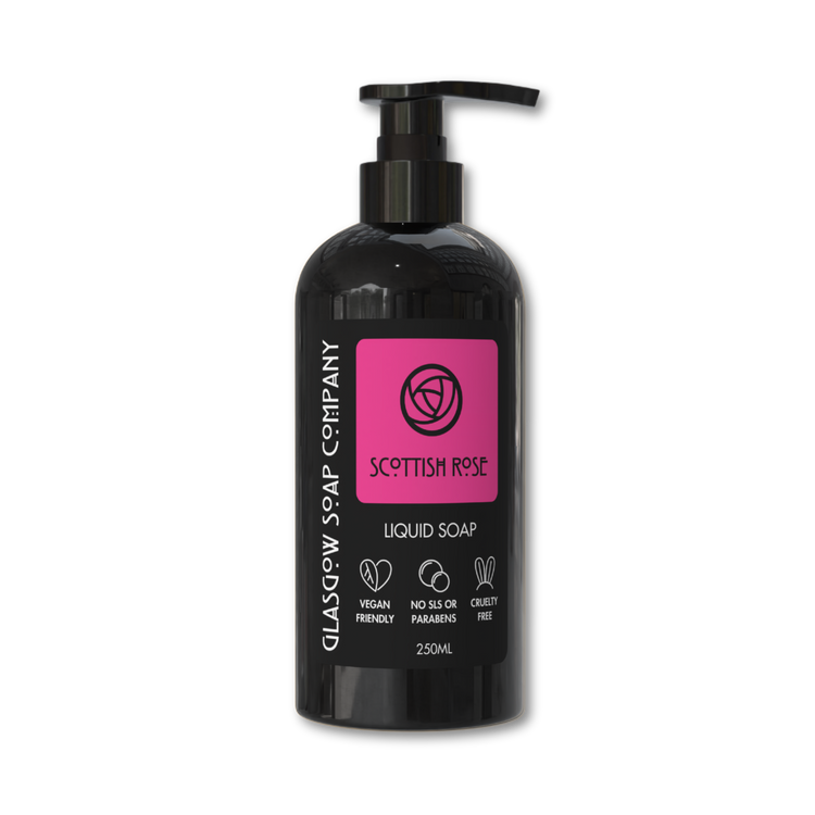 scottish rose liquid soap in recylable bottle